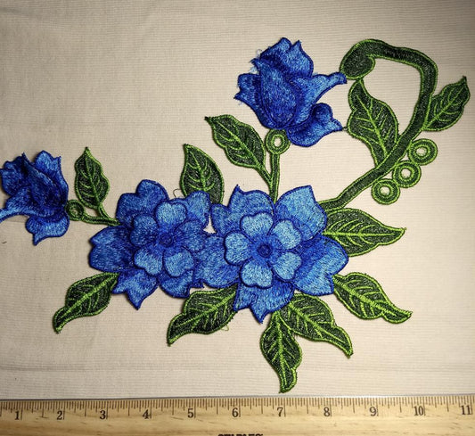 Applique #PAT204 #Blue #Embroidery #Flower #Patch #1pc