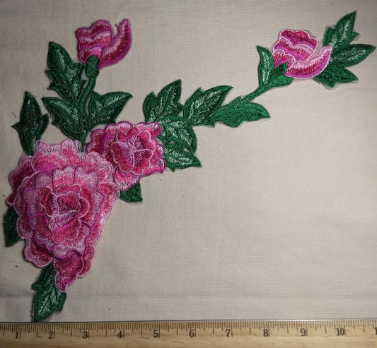 Applique #YM3049-2 #Pink #Embroidery #Flower #Patch #1pc
