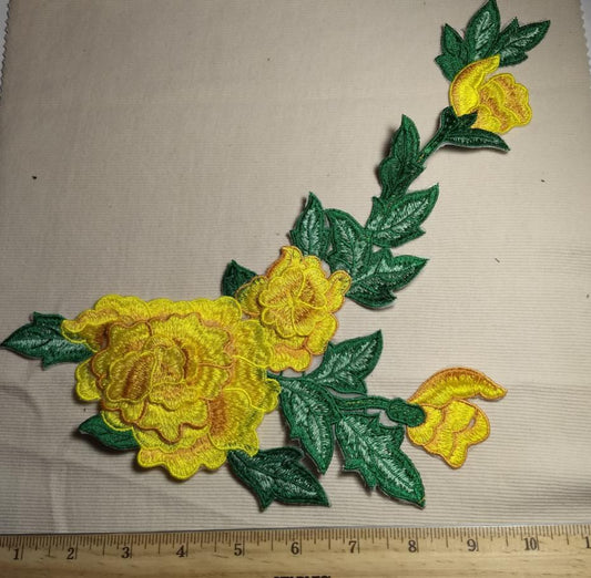 Applique #YM3049-2 #Yellow #Embroidery #Flower #Patch #1pc