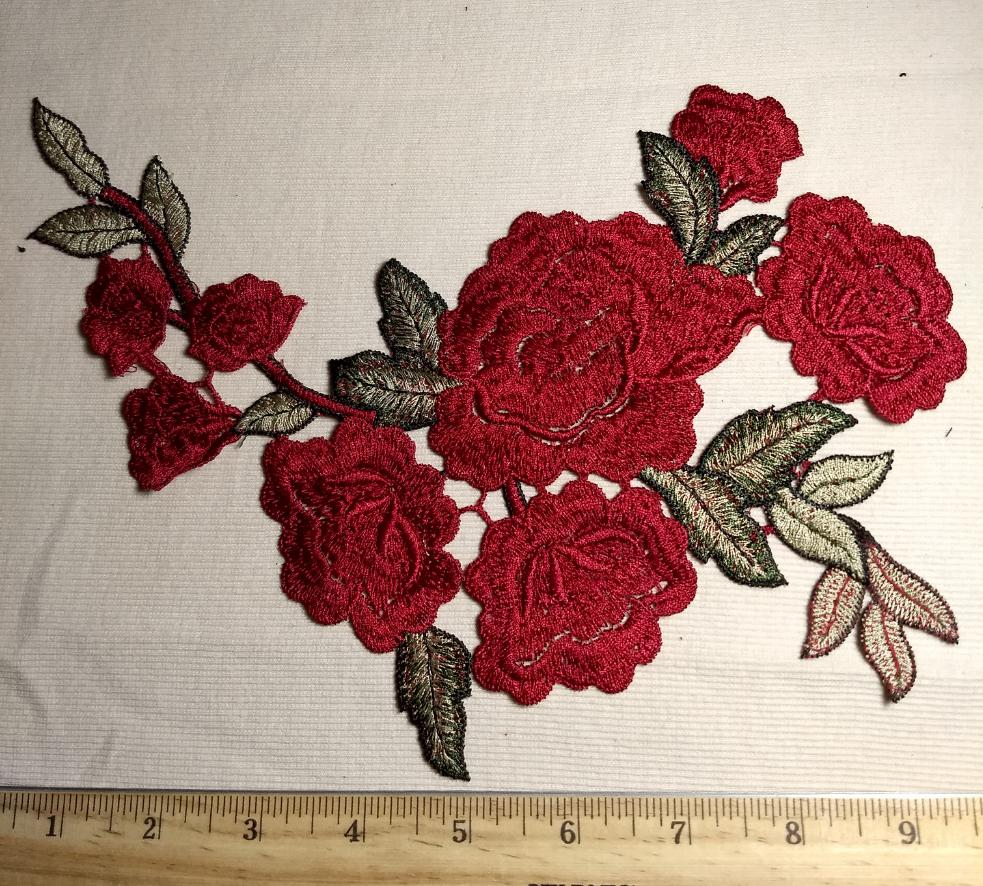Applique #PAT208 #Red #Embroidery #Flower #Patch #1pc