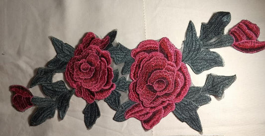 Applique #PKFL70221-9 #Red #Embroidery #Flower #Patch #1pc