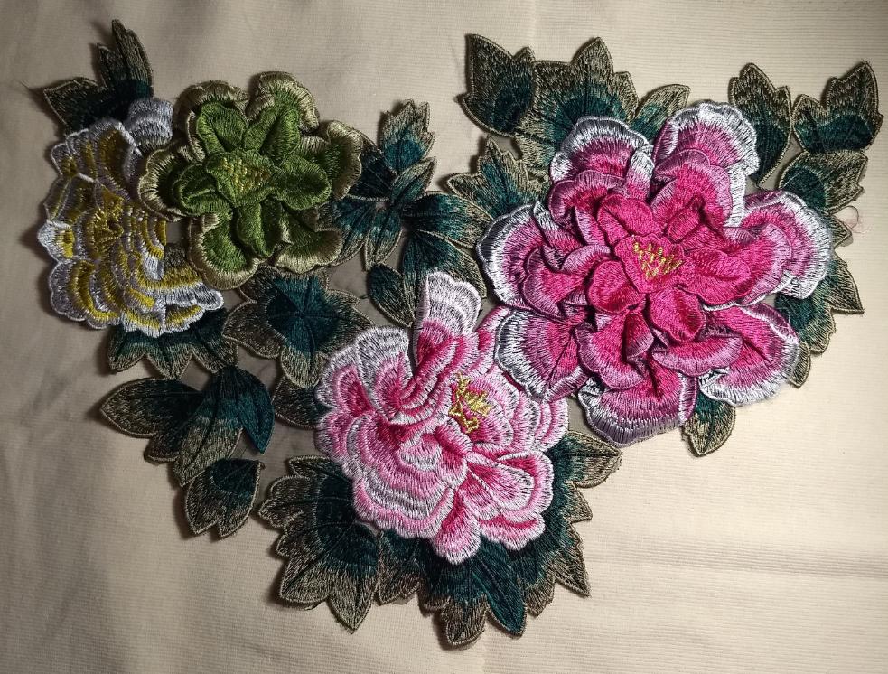 Applique #XH61028 #Pink #Embroidery #Flower #Patch #1pc