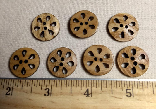 Button #AK005 #2 Hole #Brown #Wood #10pc