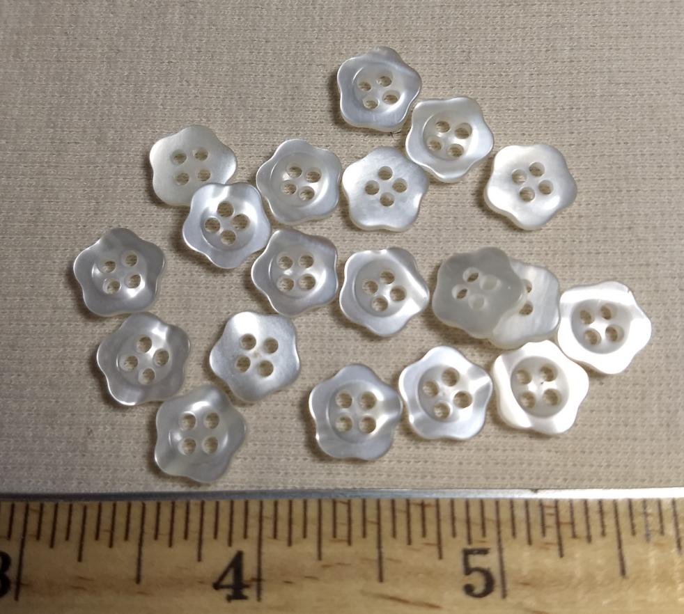 Button #5430 #4 Hole #Pearl #Flower #Rim #Polyester #10pc
