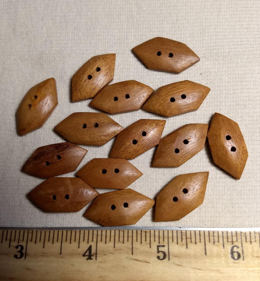 Button #Nugget-03 #2 Hole #Brown #Wood #10pc