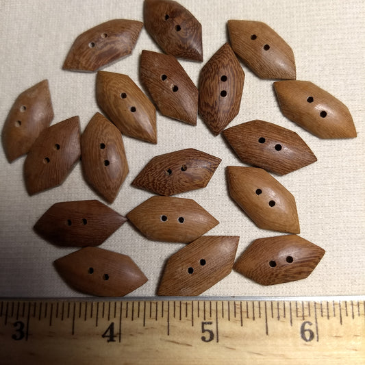 Button #Nugget-02 #2 Hole #Brown #Wood #10pc