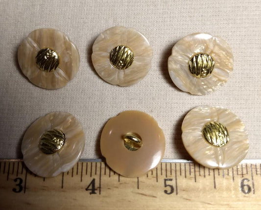 Button #PB982 #Shank #Cream #Rim #Gold #Abs #10pc