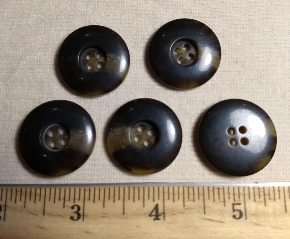 Button #34-0376 #4 Hole #Brown #Rim #Horn #Imitation #10pc