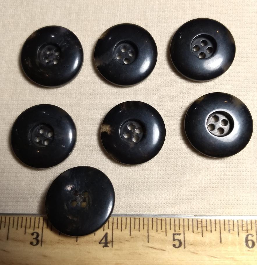 Button #34-0376 #4 Hole #Black #Rim #Imitation #Horn #Polyester #10pc