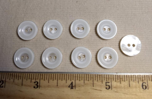 Button #97001 #2 Hole #White #Polyester #10pc