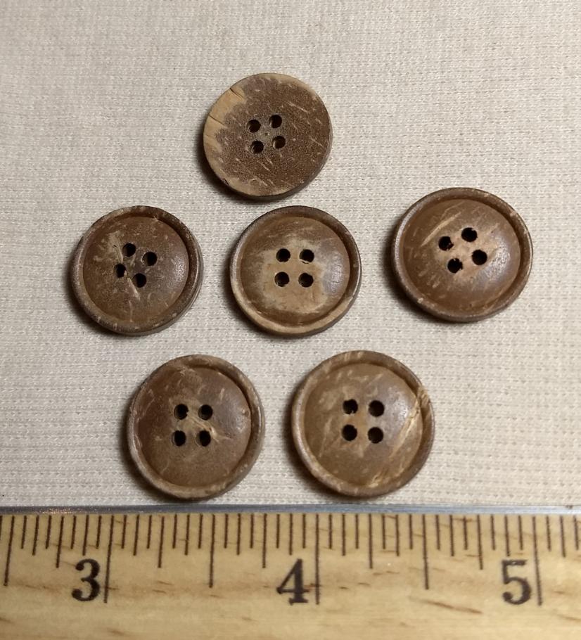 Button #26013 #4 Hole #Brown #Rim #Coconut #10pc