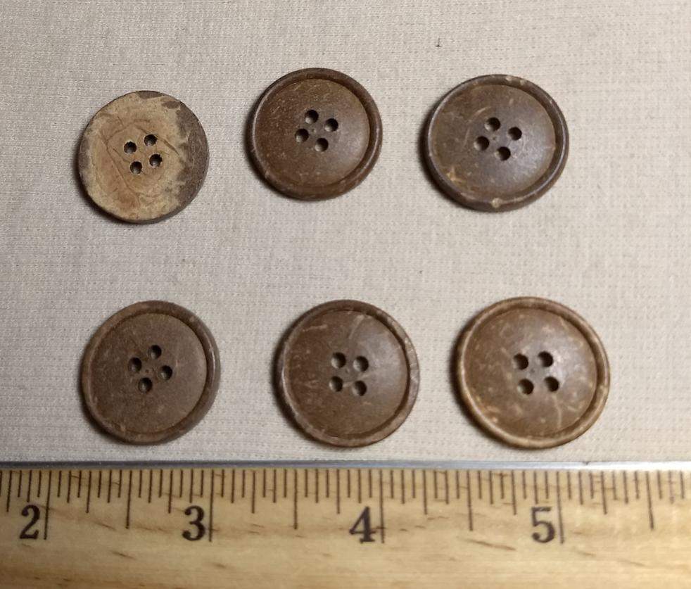 Button #26013 #4 Hole #Brown #Rim #Coconut #10pc