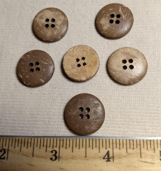 Button #Dome #4 Hole #Brown #Coconut #Wood #10pc