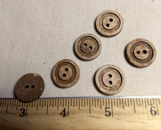 Button #26010 #2 Hole #Brown #Rim #Coconut #Wood #10pc