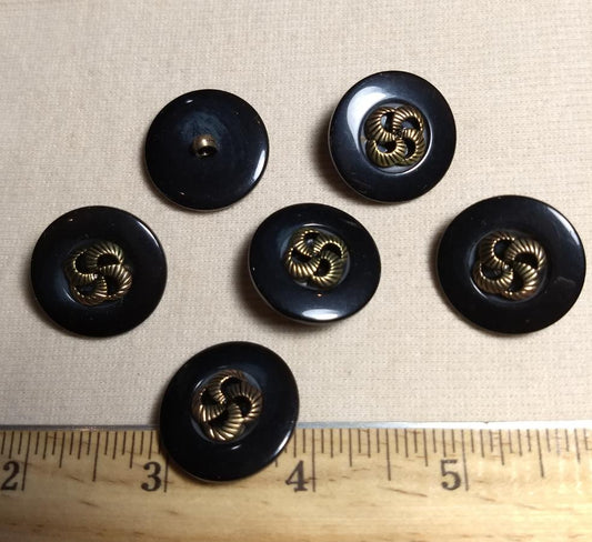 Button #1555 #Shank #Black #Rim Polyester #10pc