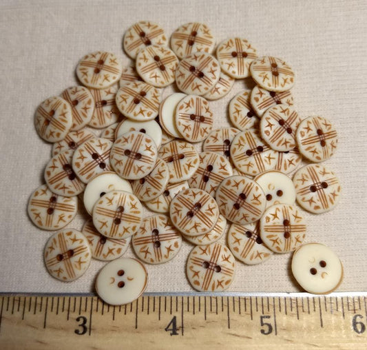 Button #1367 #2 Hole #Brown #Imitation #Bone #Abs #10pc