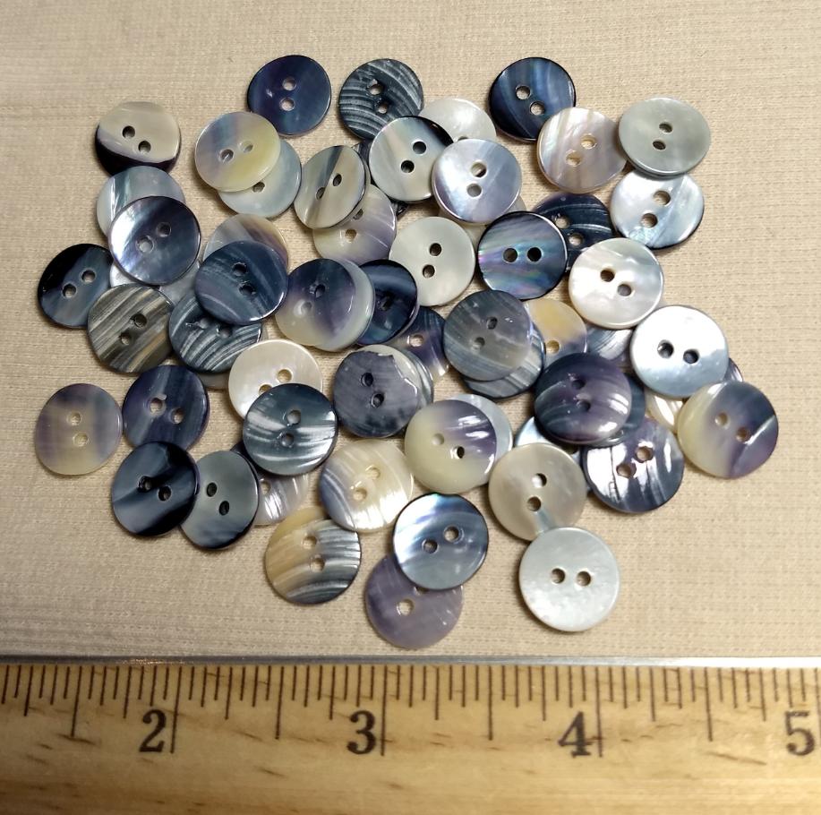 Button #Mussel #2 Hole #Blue #Shell #10pc