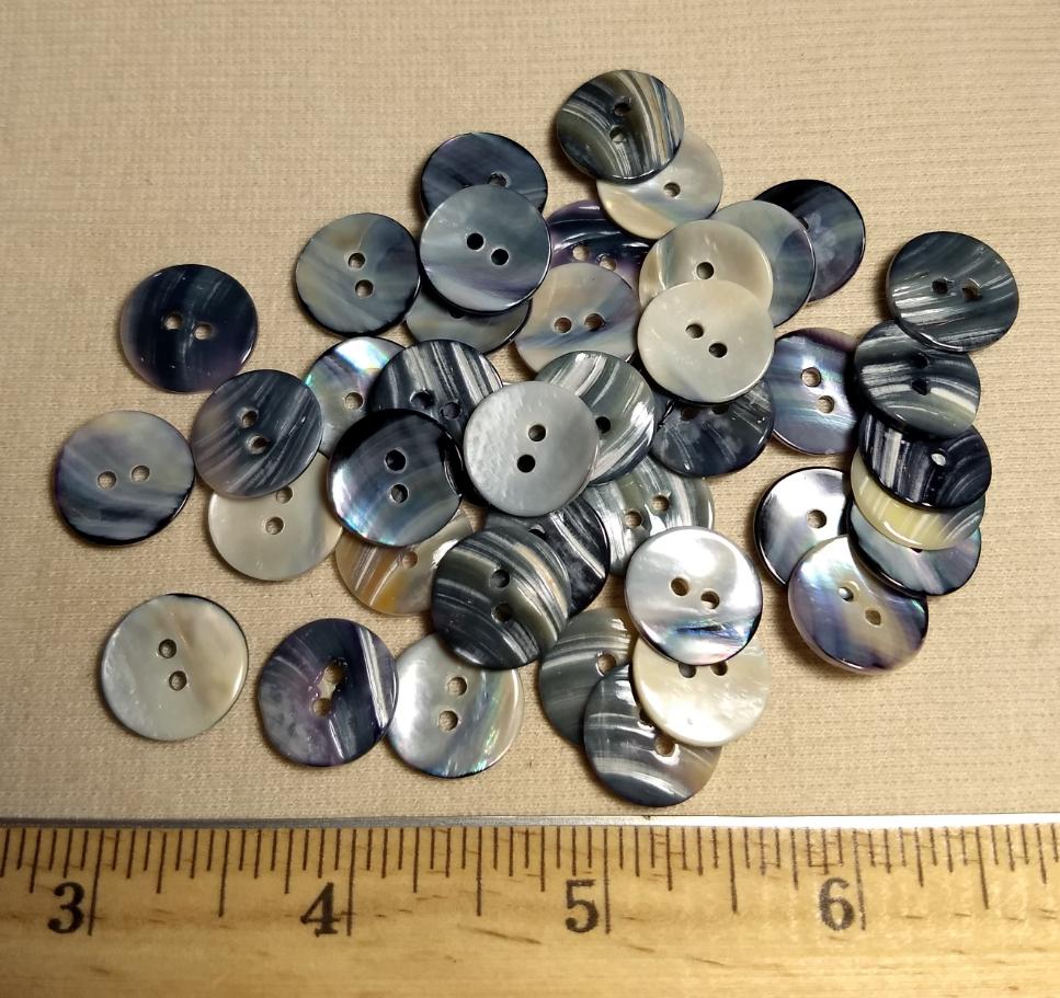 Button #Mussel #2 Hole #Blue #Shell #10pc