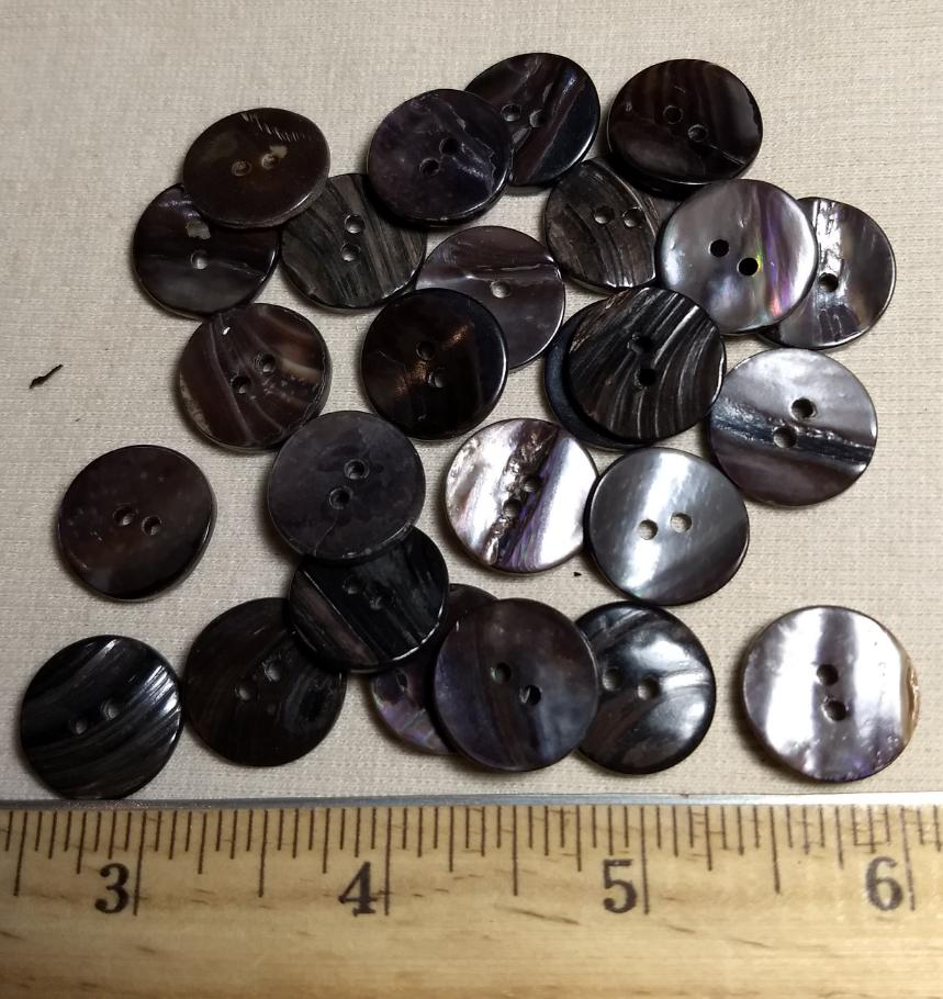 Button #Mussel #2 Hole #Brown #Shell #10pc