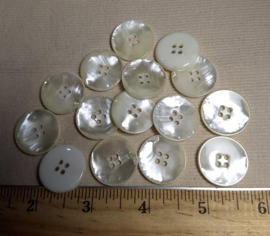 Button #Shore-Shell #4 Hole #Pearl #Rim #Polyester #10pc