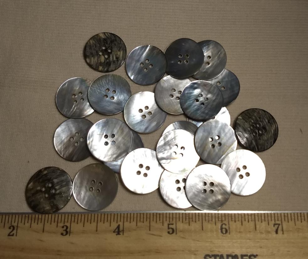 Button #Mother-Of-Pearl #4 Hole #Grey #Shell #10pc