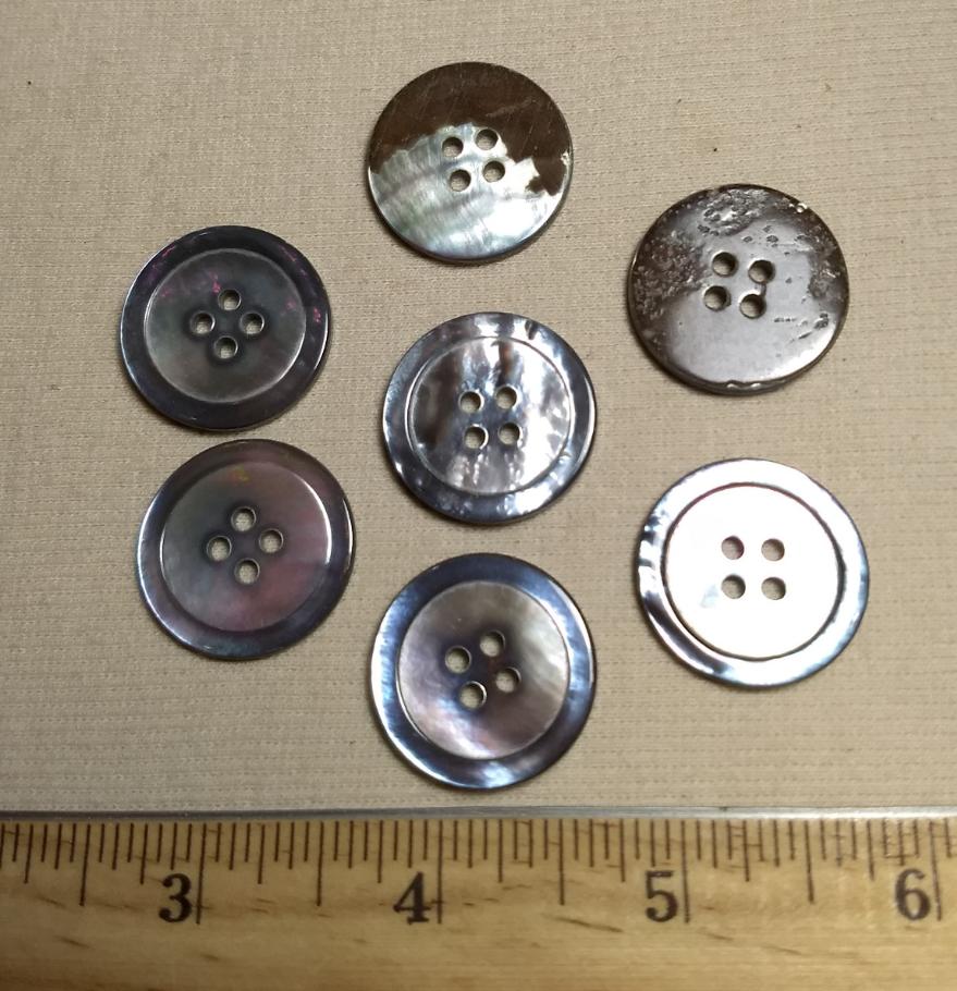 Button #Mother-Of-Pearl #4 Hole #Grey #Shell #10pc