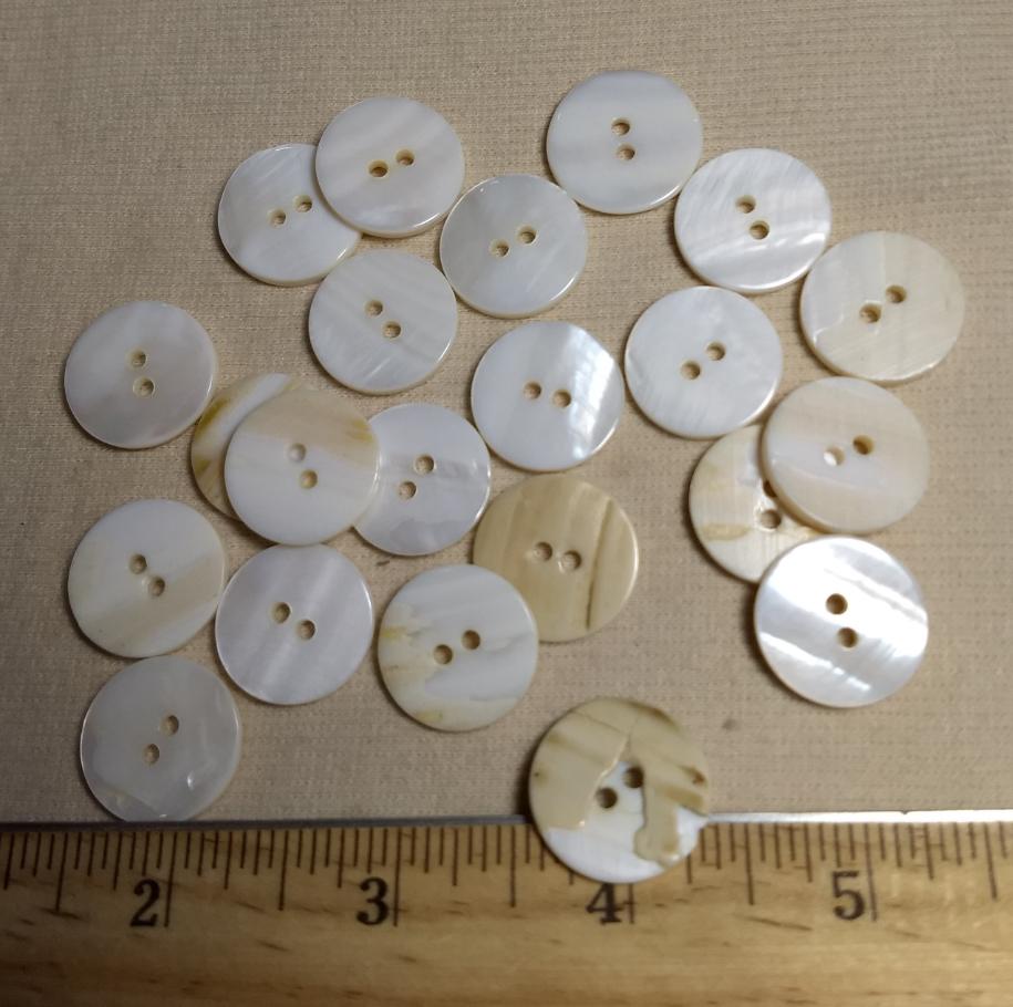 Button #River-Shell #2 Hole #White #Shell #10pc