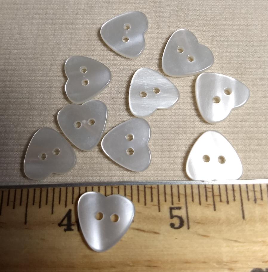 Button #1349-1 #2 Hole #Pearl #Heart #Children #Polyester #10pc