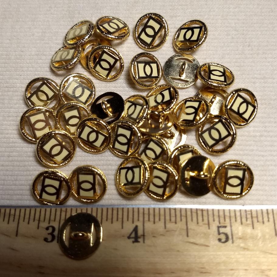 Button #222 #Shank #Gold #Rim #Epoxy #Metal #10pc