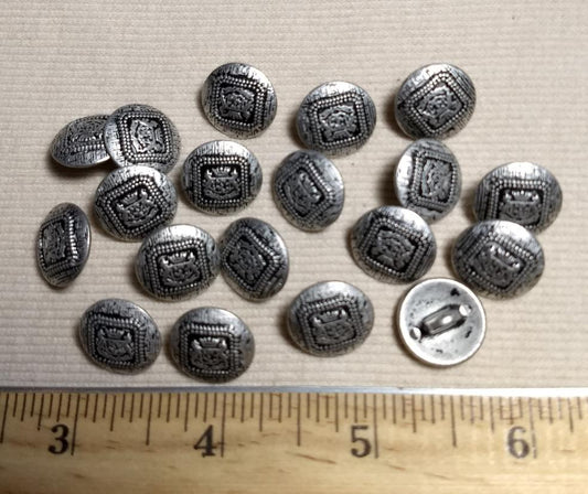 Button #1245 #Shank #Antique-Silver #Metal #10pc