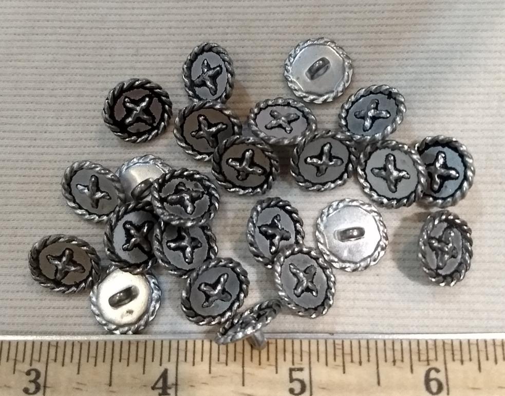 Button #PS329 #Shank #Antique-Silver #Metal #Rim #10pc