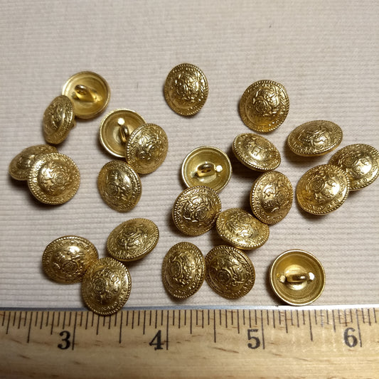 Button #6109 #Shank #Antique-Gold  #Crest #Metal #10pc