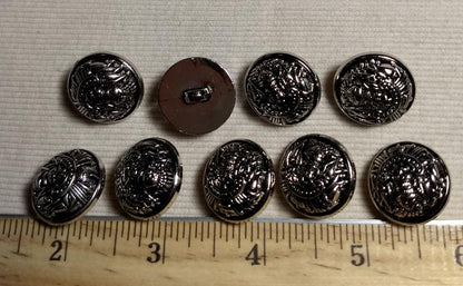 Button #JU771 #Shank #Silver #Rim #Crest #ABS #10pc