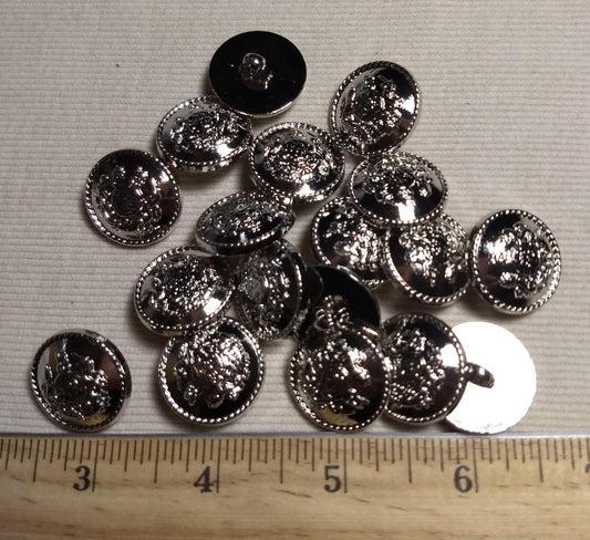 Button #3375 #Shank #Silver #Rim #Crest #Metal #10pc