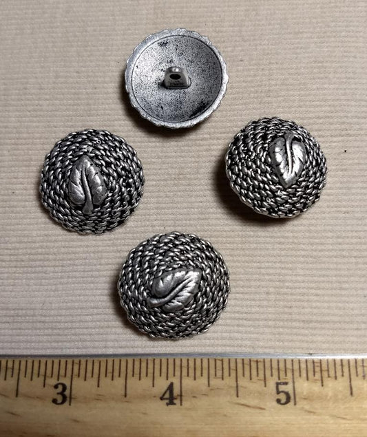 Button #AL6432 #Shank #Antique-Silver #Dome #Leaf #Metal #10pc