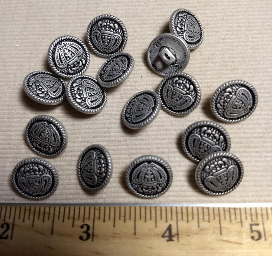 Button #1235 #Shank #Antique-Silver #Rim #Metal #10pc