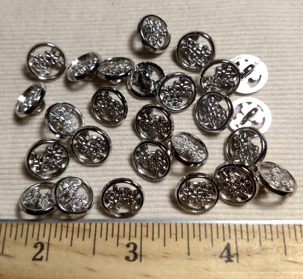 Button #Al6346 #Shank #Antique-Silver #Rim #Abs #10pc