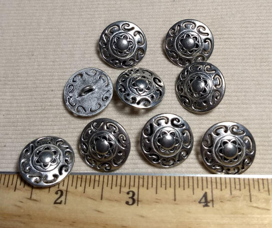 Button #1238 #Shank #Antique-Silver #Rim #Metal  #10pc