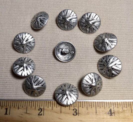 Button #1877 #Shank #Antique-Silver #Metal #10pc