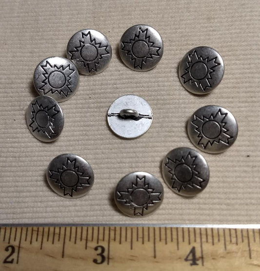 Button #K5145 #Shank #Antique-Silver #Metal #10pc