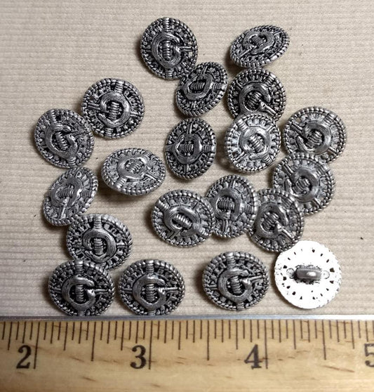 Button #6233 #Shank #Antique-Silver #Rim #Metal #10pc