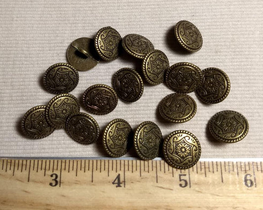 Button #M568  #Shank #Antique-Gold #Rim #Metal #10pc