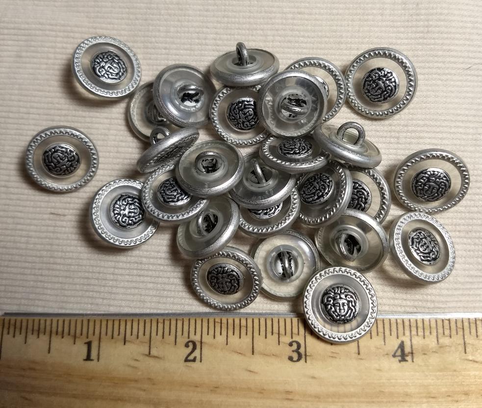 Button #6176 #Shank #Antique-Silver #Rim #Abs #10pc