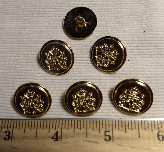 Button #6517 #Shank #Gold #Rim #Metal #10pc