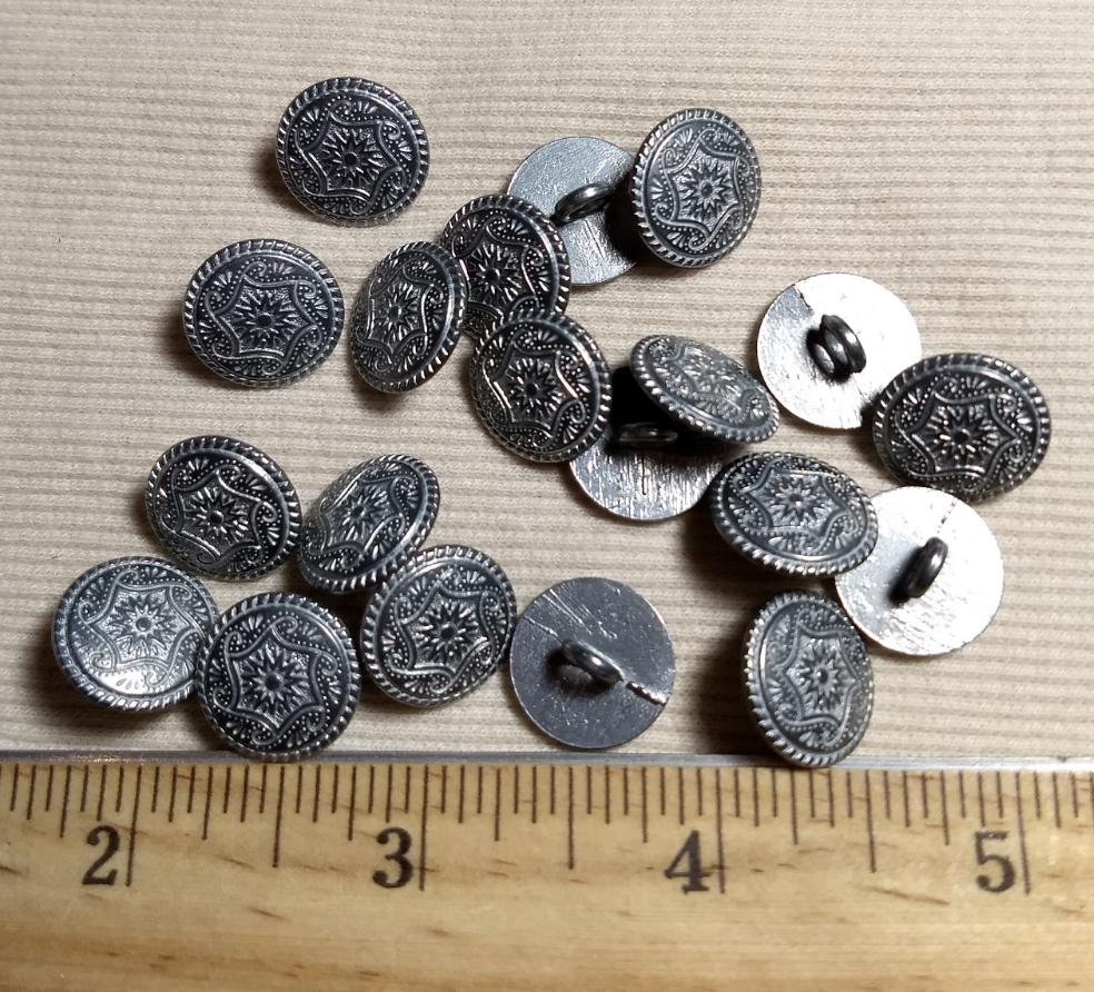 Button #AL6584 #Shank #Antique-Silver #Metal #10pc
