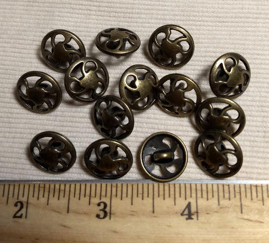 Button #Al6380 #Shank #Antique-Gold #Rim #Metal #10pc