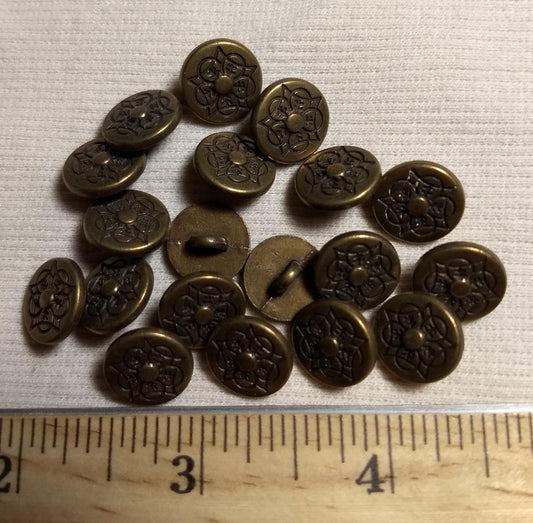 Button #1246 #Shank #Antique-Gold #Metal #10pc