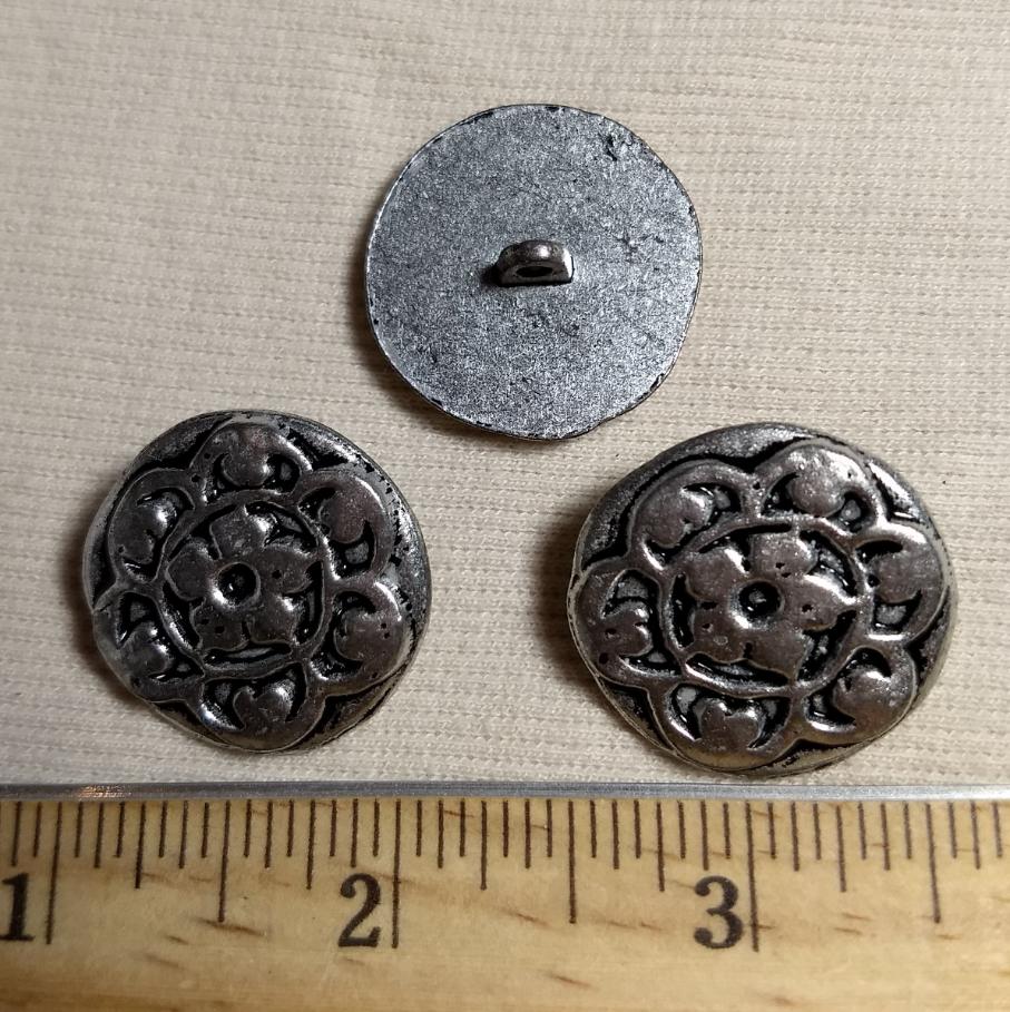 Button #AL6713 #Shank #Antique-Silver #Metal #Flower #10pc