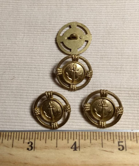 Button #6137 #Shank #Antique-Gold #Anchor #Metal #10pc