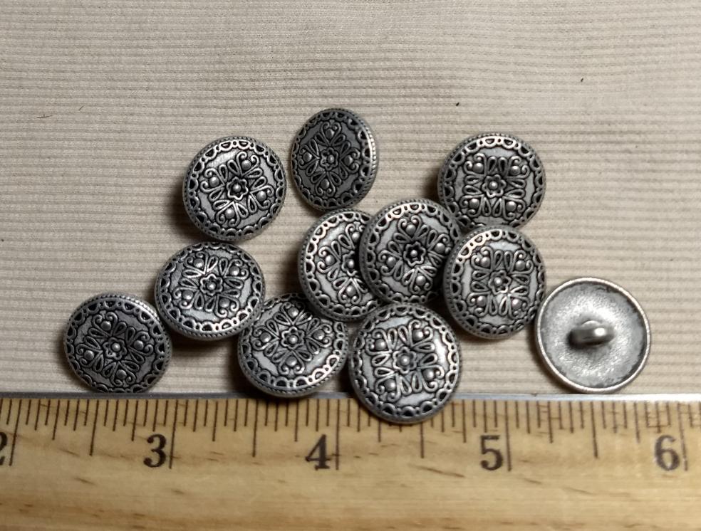 Button #AL6597 #Shank #Antique-Silver #Rim #Metal #10pc